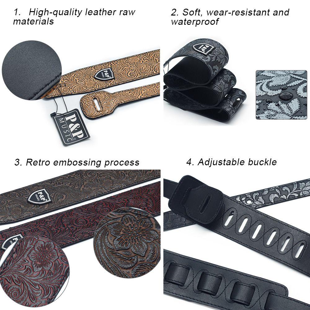 Dây Đeo Đàn Guitar Bản Rộng Dập Nổi Họa Tiết Xinh Xắn Cho Trẻ Em &amp; Người Lớn