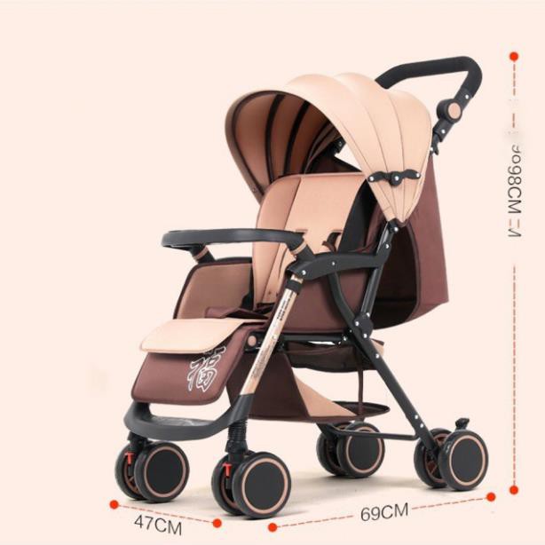 Xe đẩy gấp gọn cho bé sơ sinh 2 chiều 3 tư thế xe nôi chính hãng