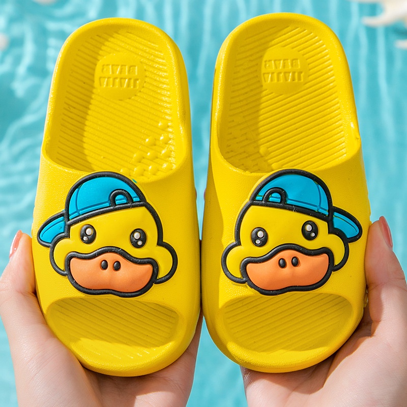 Dép bánh mì cho bé trai bé gái cao su đúc nguyên khối hình vịt đội nón