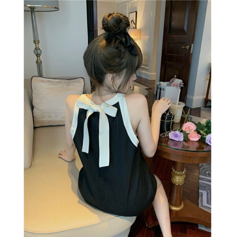 Đầm suông nữ phối túi viền nổi chất thun gân