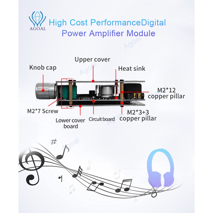 Bảng Mạch Khuếch Đại Âm Thanh Siêu Trầm ZK-MT21 TPA3116 2.1 Kênh Bluetooth 5.0 50WX2+100W AUX