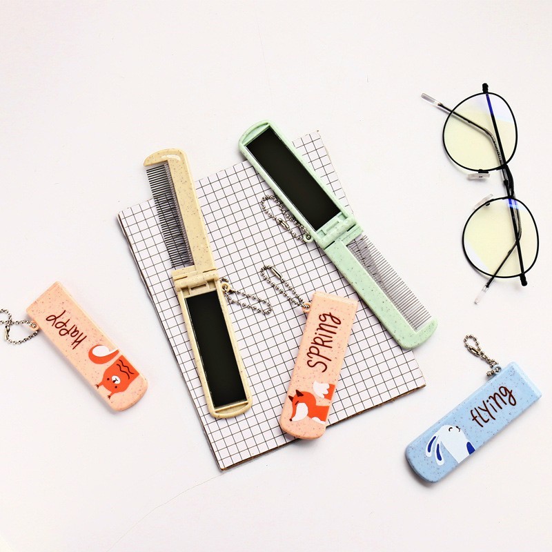(Bán Buôn Sỉ) (COMBO) Lược Kèm Gương Bỏ Túi 2 In 1 Hàng Nhập Khẩu Cao Cấp - #guongtrangdiem