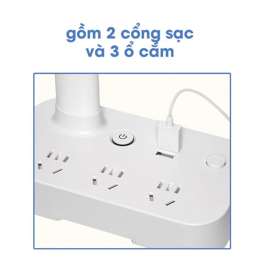 Đèn Học Chống Cận Thị Để Bàn Làm Việc Đọc Sách Có Cổng USB Và Ổ Điện 3 Chế Độ Ánh Sáng Pehouse Shop