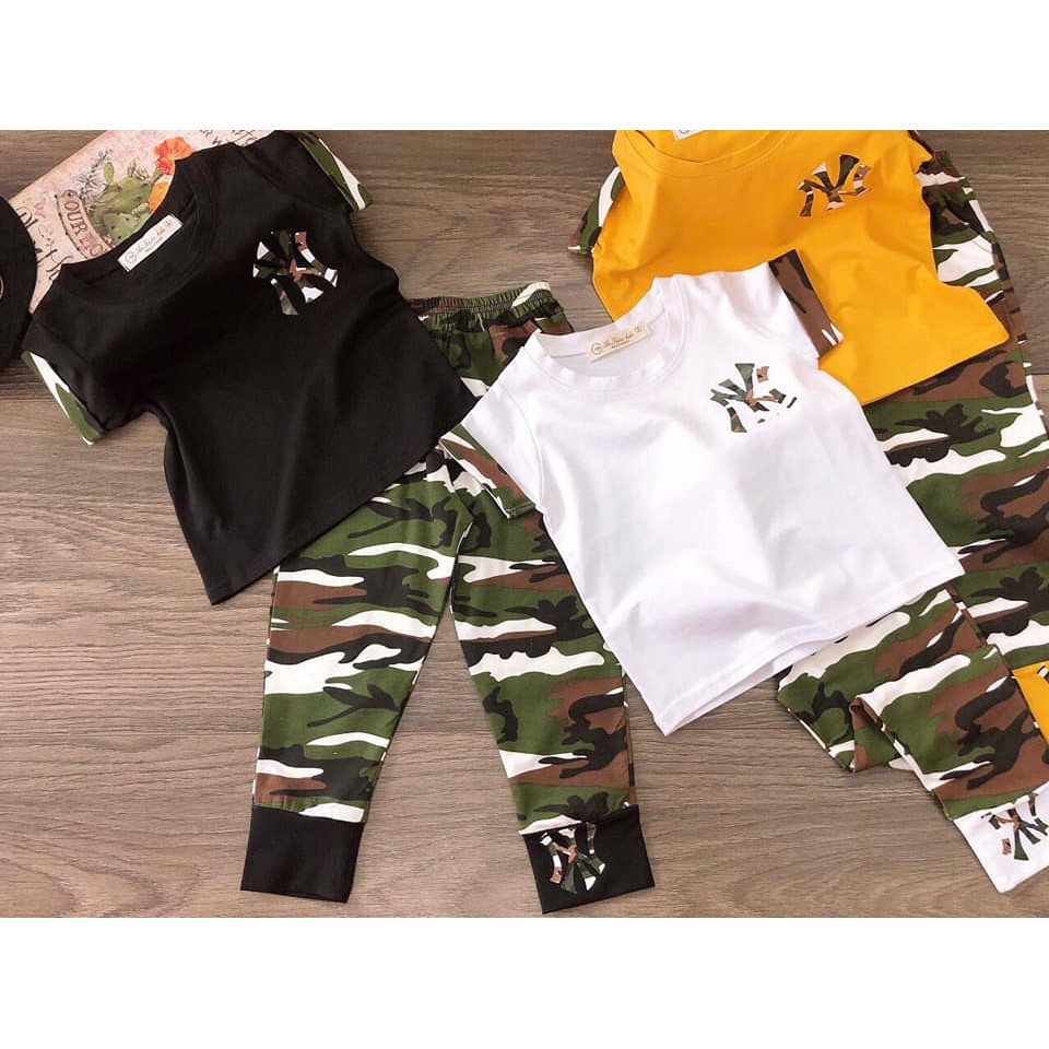Bộ lính bé gái bé trai mặc thun cotton xinh mát hàng vnxk - xukakidsshop