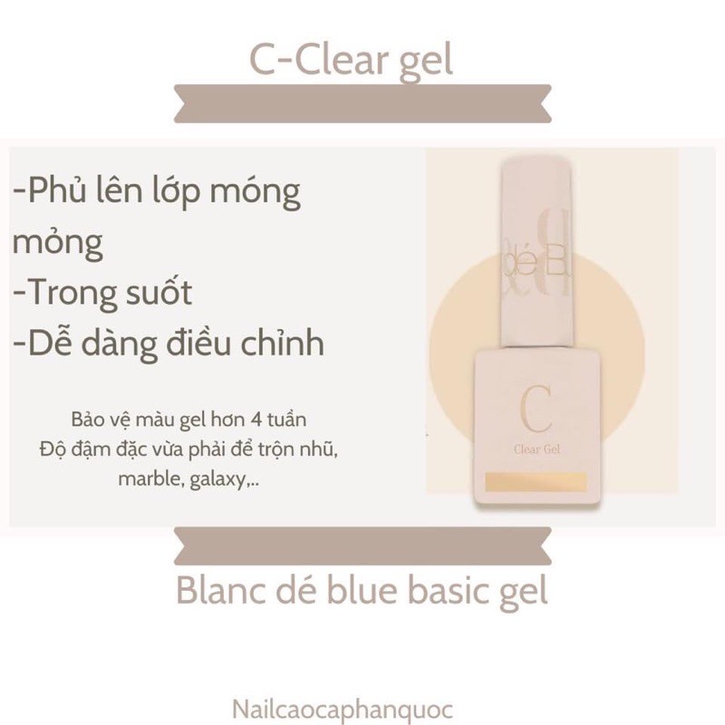 Freeship - Chính hãng Bộ sản phẩm Top- Base-Clear Basic gel Blanc dé blue