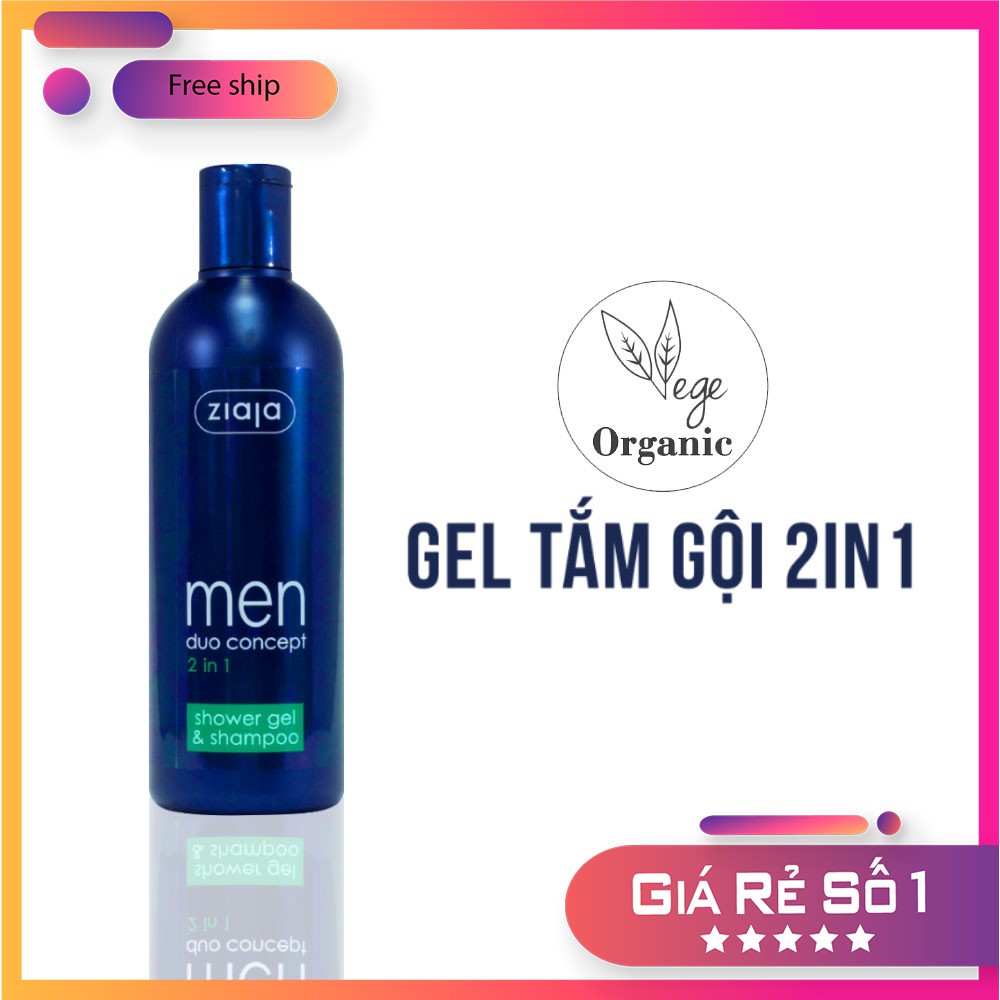 GEL TẮM GỘI 2IN1 DUO CONCEPT ZIAJA (ORGANIC) - DÀNH CHO NAM - 300ML | BigBuy360 - bigbuy360.vn