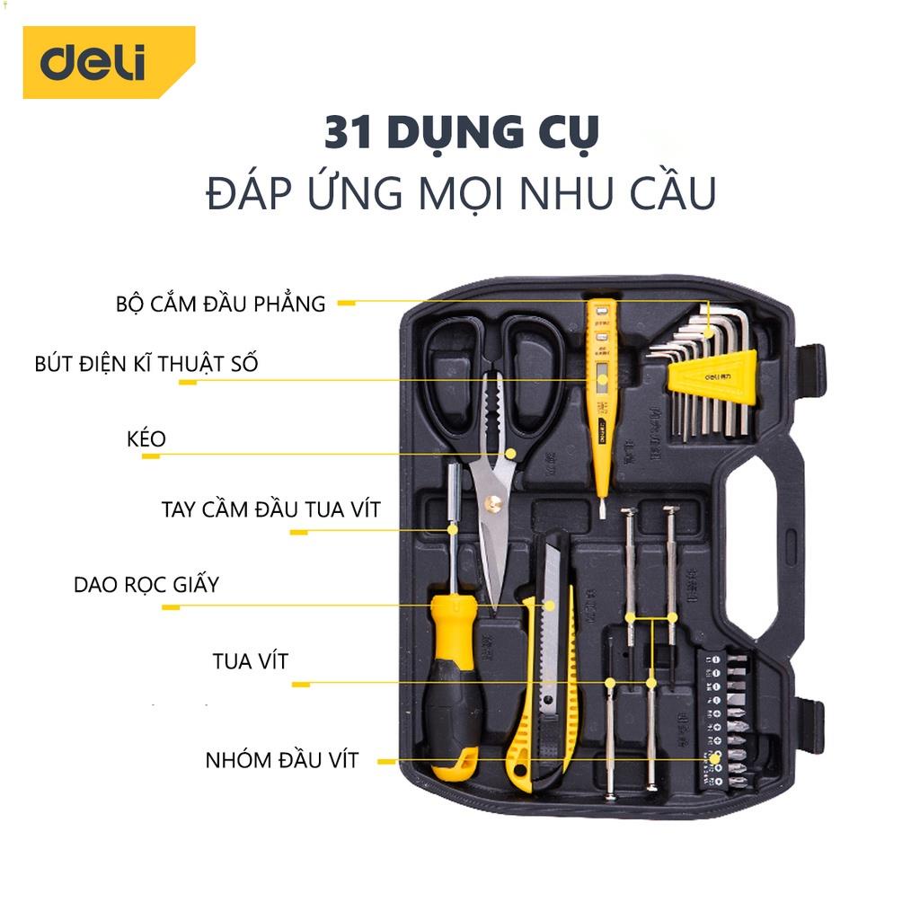 Bộ Dụng Cụ Sửa Chữa Đa Năng 31 Chi Tiết Deli Cao Cấp - Sử Dụng Nhiều Mục Đích, Tiện Dụng Cho Mọi Gia Đình - DL5972 .