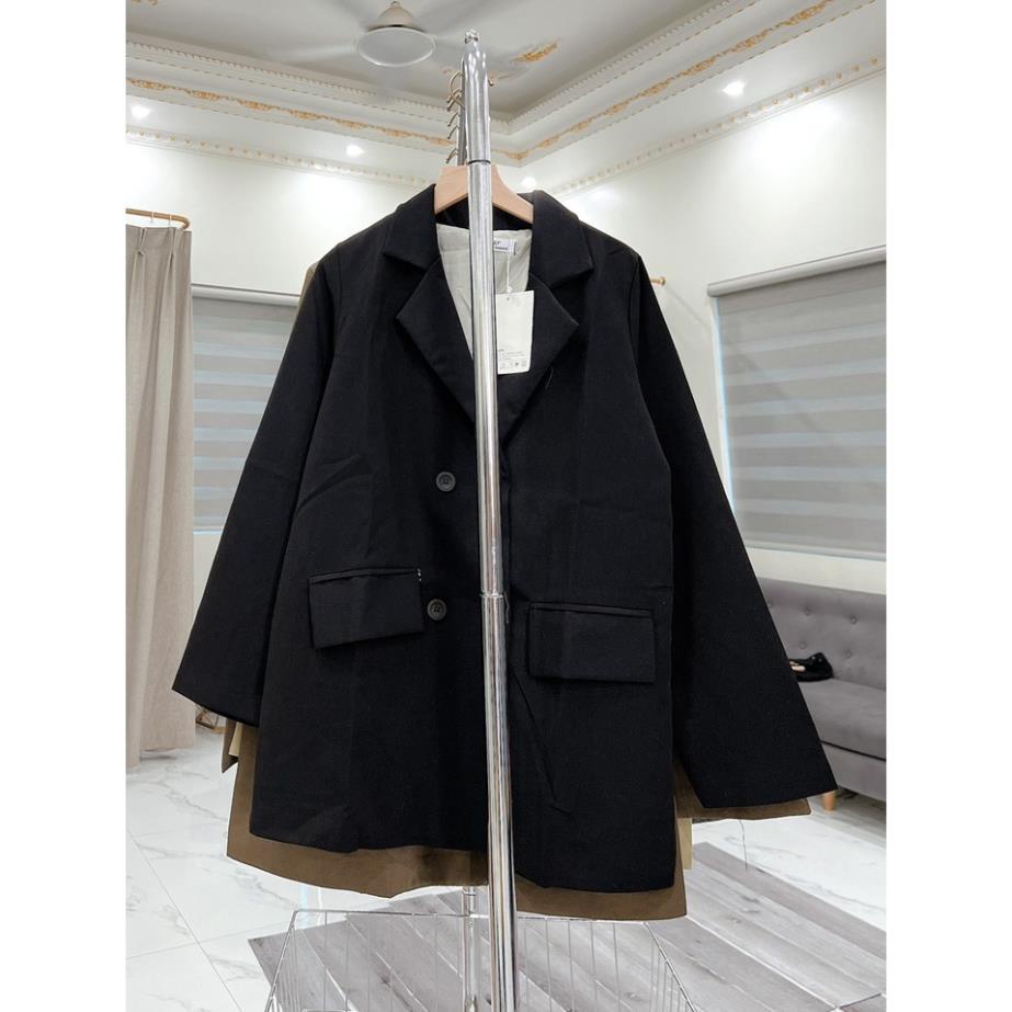 Áo blazer Xẻ Tay sang chảnh màu đen trơn - dáng suông rộng trượt vạt bầu dáng rộng- áo khoác vét