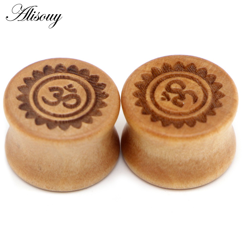 Alisouy Set 2 Khuyên Nong Tai Bằng Gỗ Tự Nhiên 8-20mm