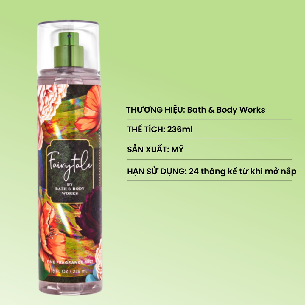 Xịt Thơm Bodymist Bath & Body Works Fairy Tale Hương Ngọt Ngào Chai 236ml
