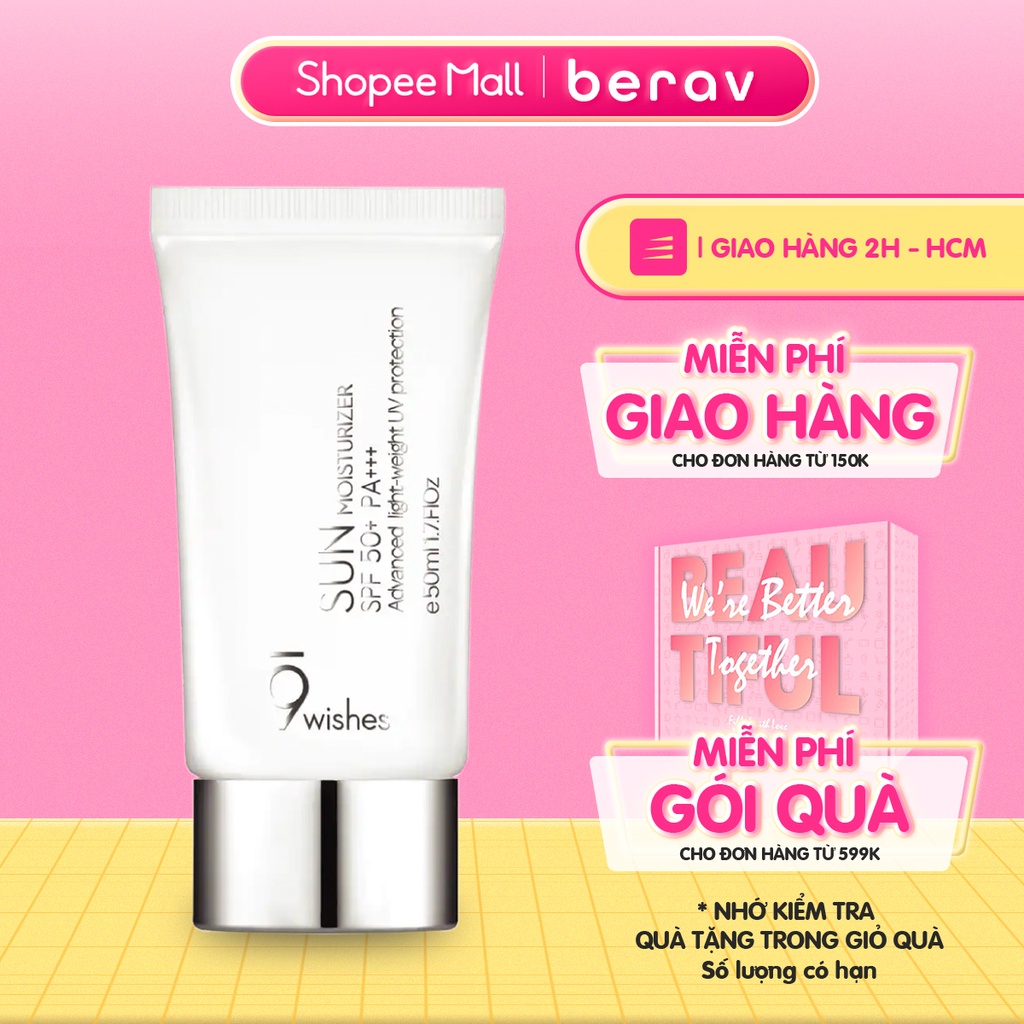 Kem Chống Nắng 9 Wishes Bảo Vệ Da Và Cấp Ẩm Sun Moisturizer Spf 50+ Pa+++ 50ml