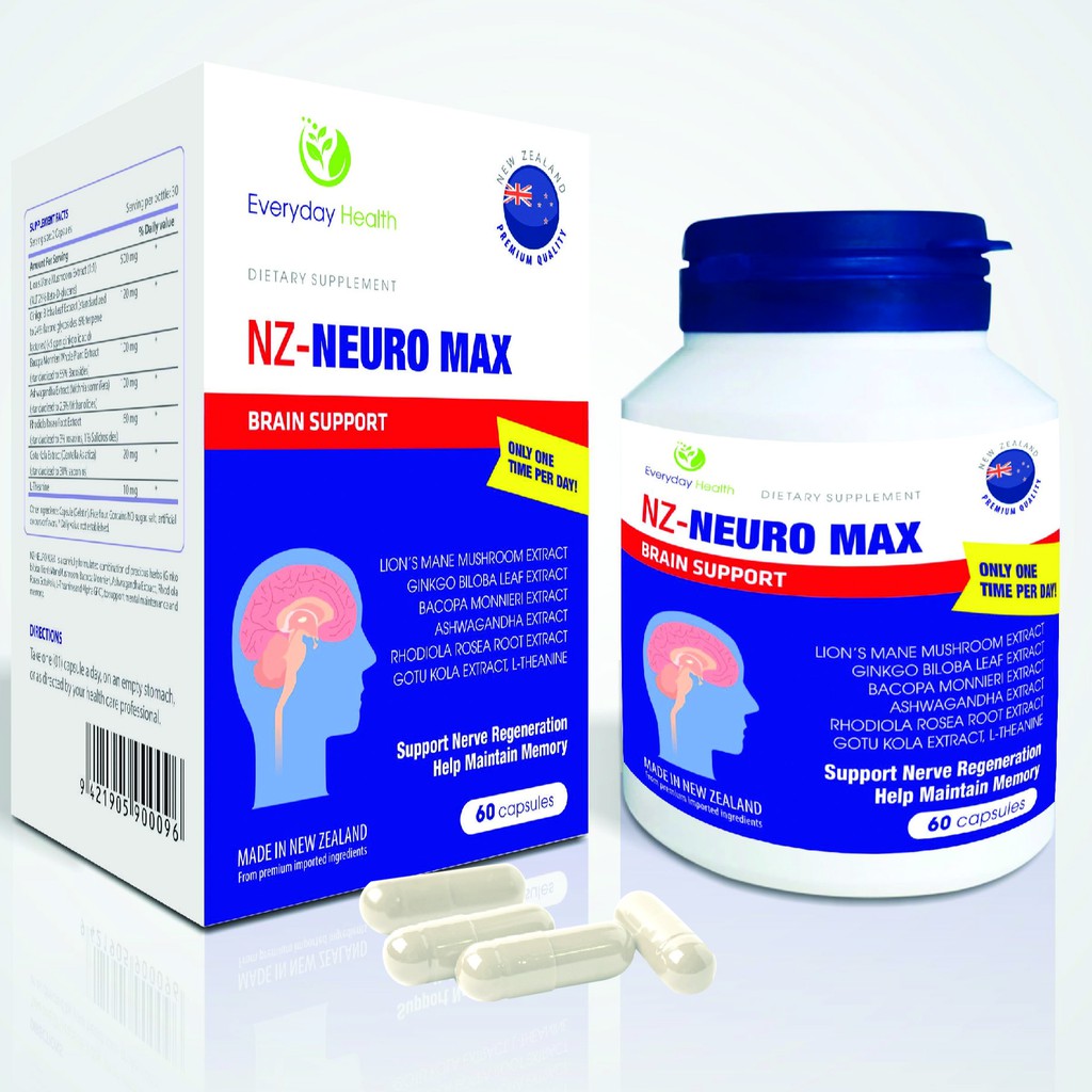 NZ-Neuro max – Hỗ trợ bổ não, hoạt huyết dưỡng não, giảm hoa mắt, chóng mặt, giảm lo âu (60 viên)
