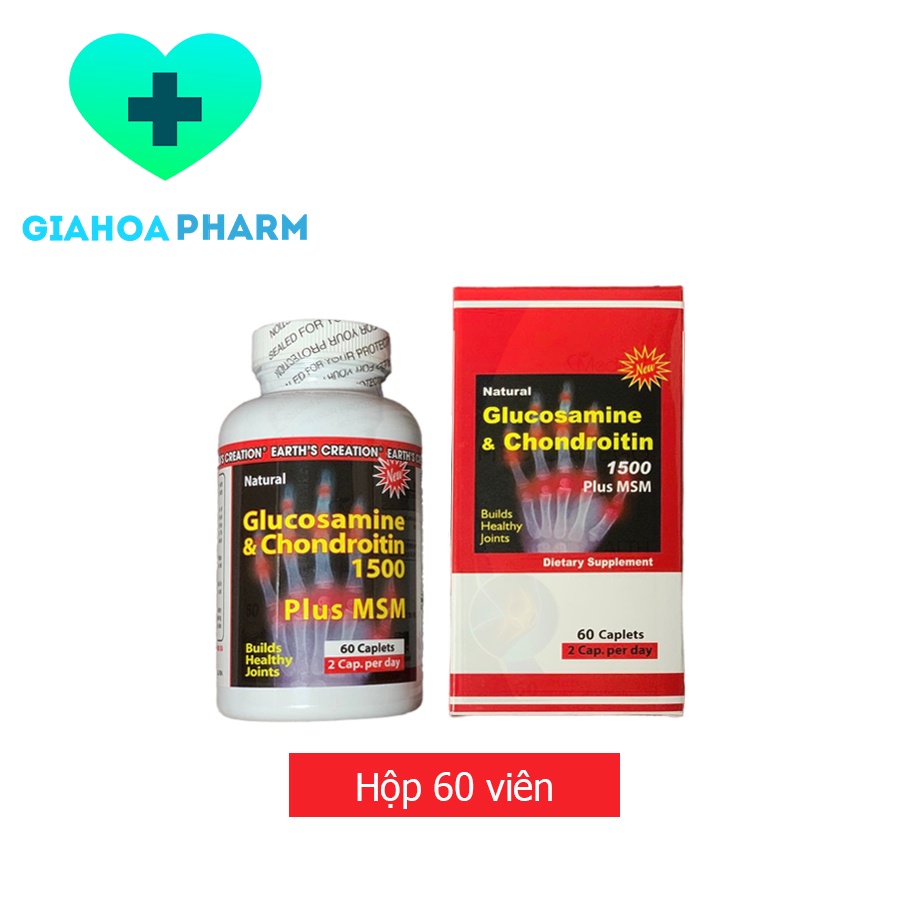 Viên uống hỗ trợ đau nhức xương khớp, thoái hóa khớp Glucosamine &amp; Chondroitin 1500 Plus MSM (Nhập khẩu Mĩ) - Hộp 60viên