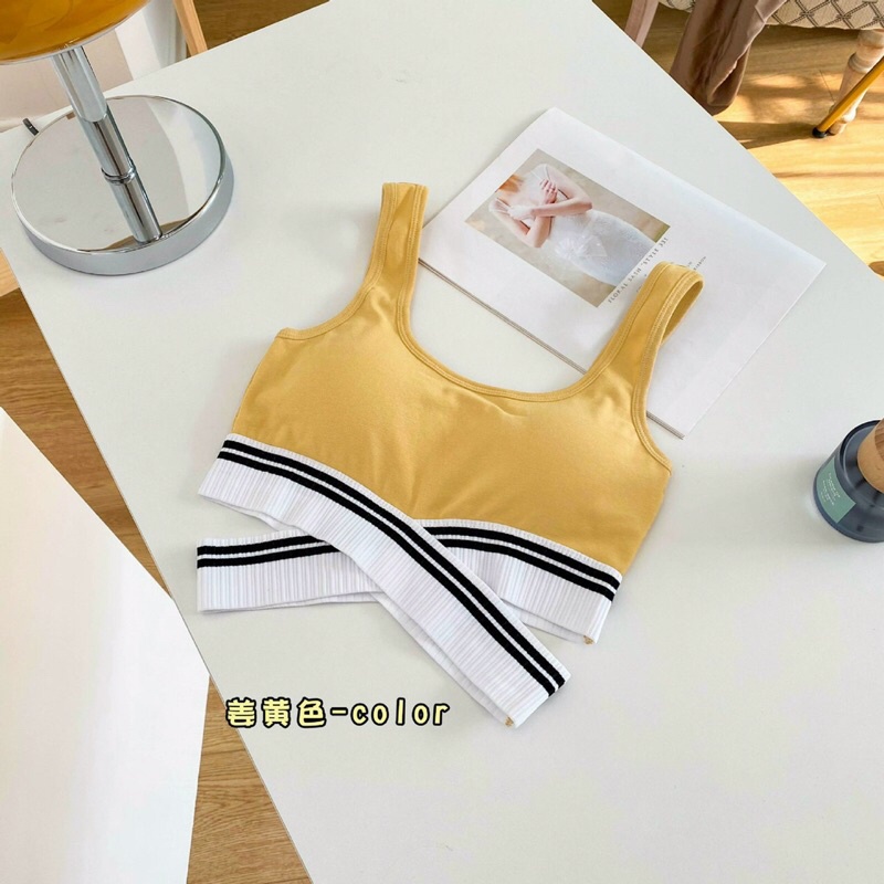 Áo bra tập thể thao vạt chéo croptop phong cách Hàn Quốc có đệm ngực N403