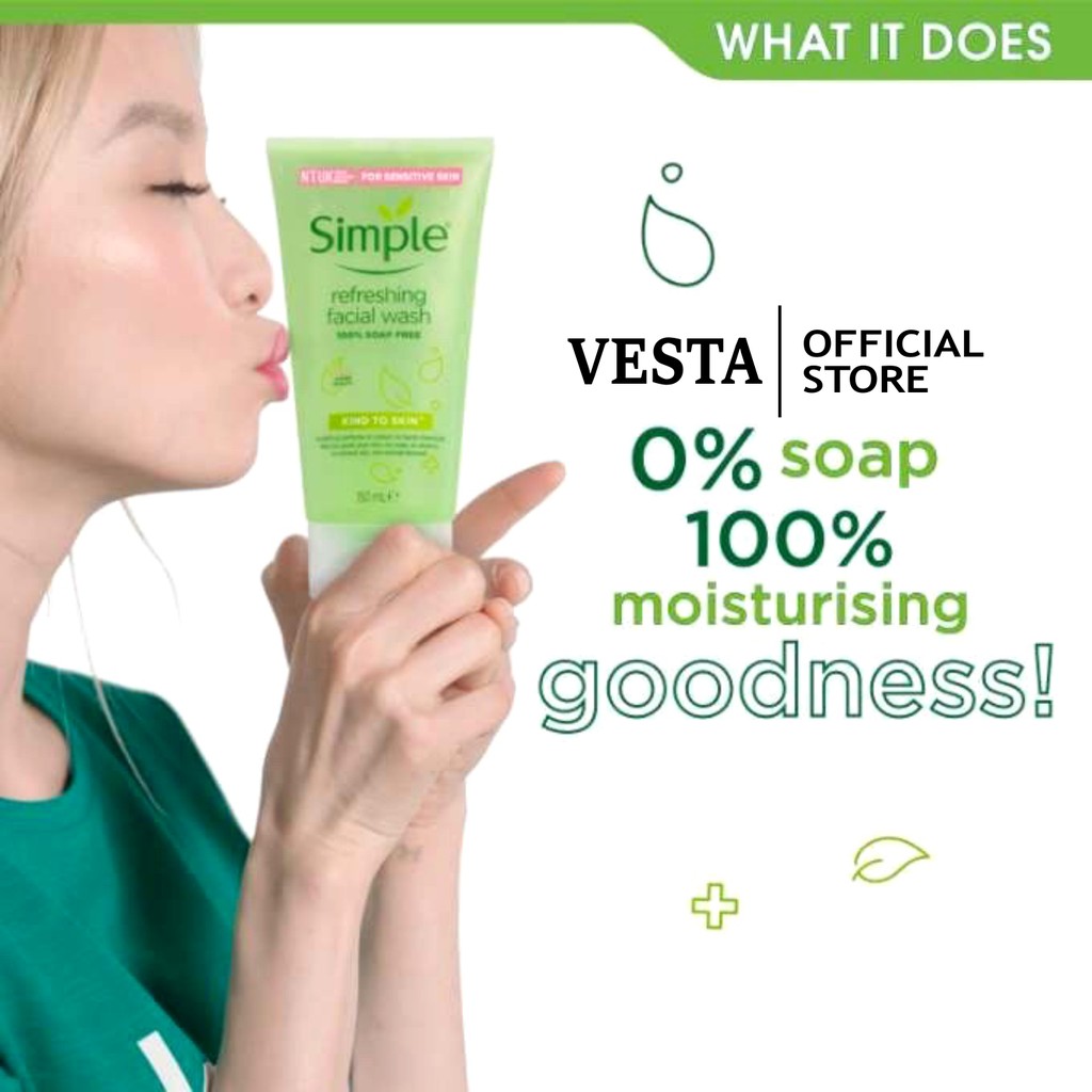 Sữa rửa mặt Simple dưỡng cấp ẩm gel dưỡng da refreshing facial wash 150ml | BigBuy360 - bigbuy360.vn