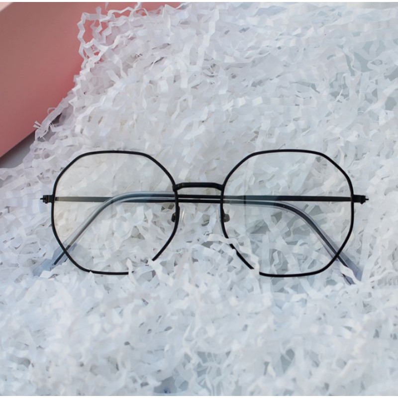 Gọng Kính Kim Loại Teen Kính Lục Giác dùng làm kính thời trang giả cận hoặc kính cận