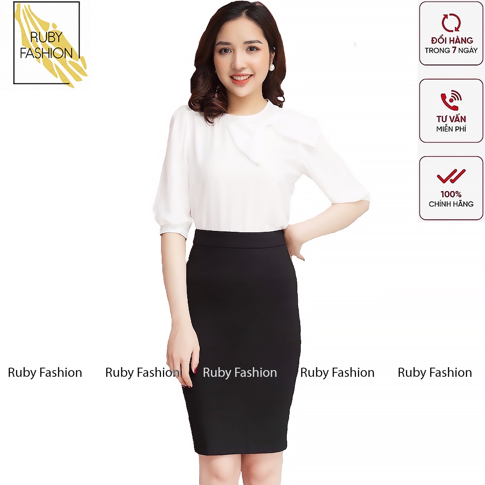 Chân váy bút chì lưng thun cao đồ công sở vải co giãn ôm body xẻ sau dáng dài màu đen | BigBuy360 - bigbuy360.vn