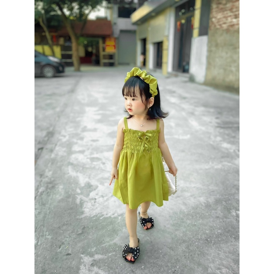 Váy 2 dây bé gái kèm bờm size đại, đầm dây cho bé 10-33kg, váy maxi đi biển siêu xinh cho bé gái 2022