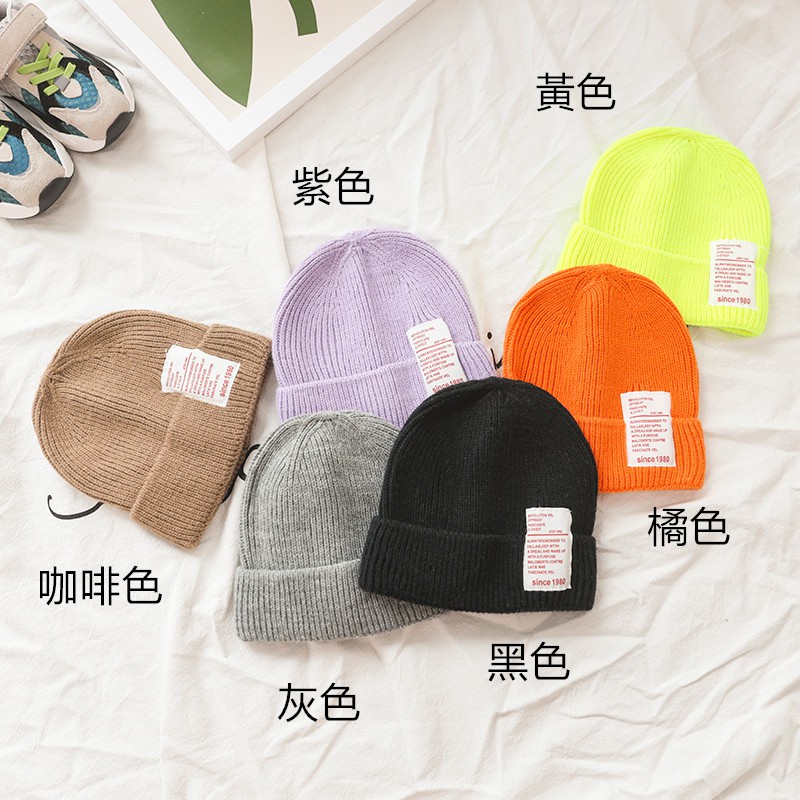 Mũ Len Màu Trơn Phong Cách Hàn Quốc Dễ Thương Thời Trang Xuân Thu Cho Bé