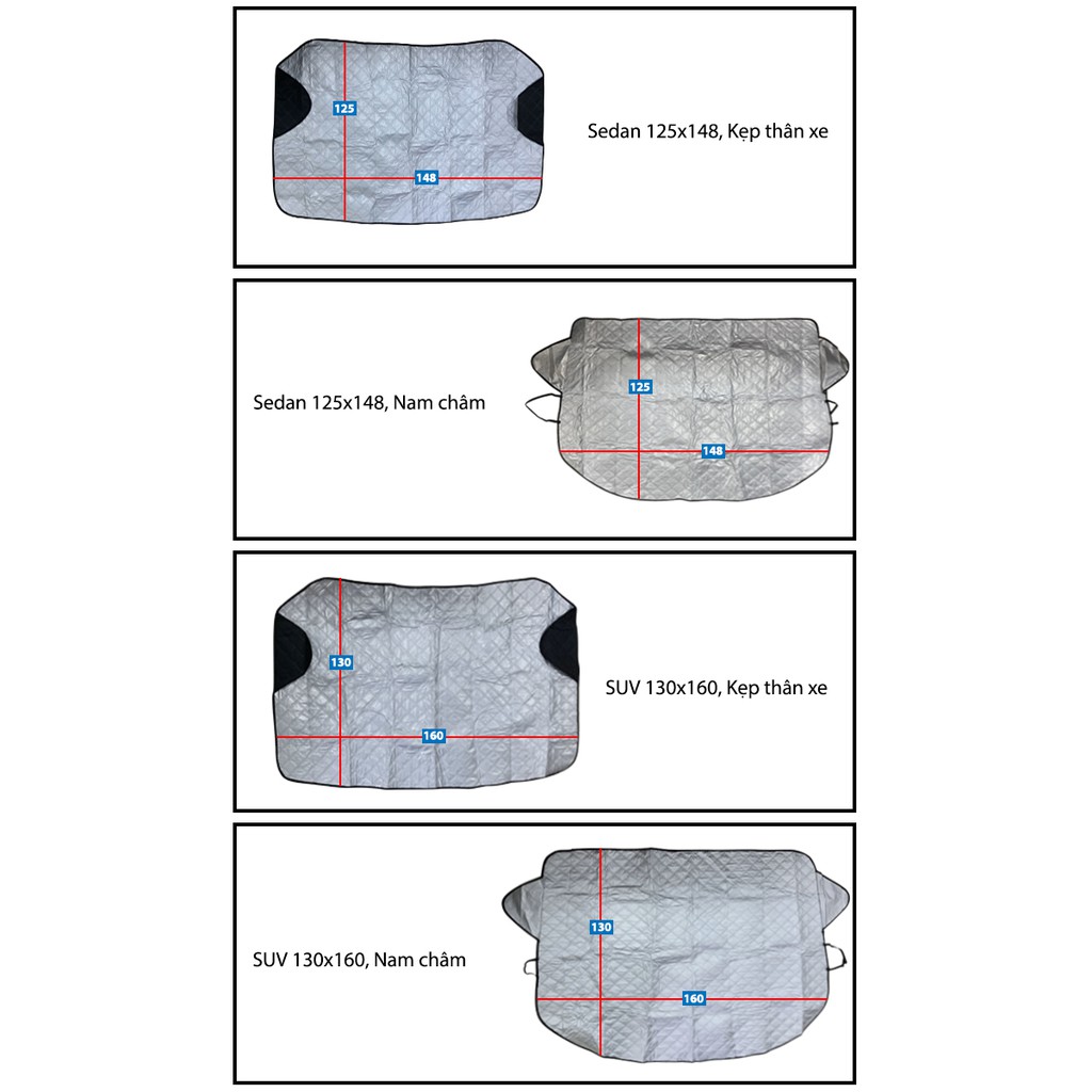 Bạt 4 lớp dành cho xe ô tô chống nắng kính lái dược tráng bạc cao cấp - GXE32