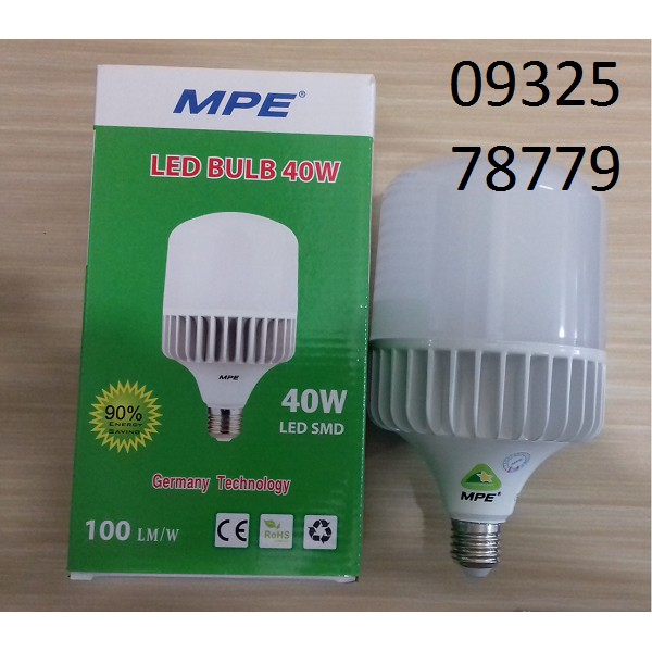 Bóng Đèn Led 40W Bulb MPE THÂN NHÔM SÁNG TRẮNG