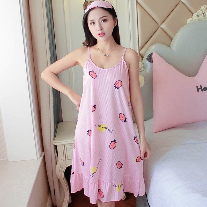 (Tặng kèm bịt mắt) Váy ngủ cotton kute siêu mềm mát