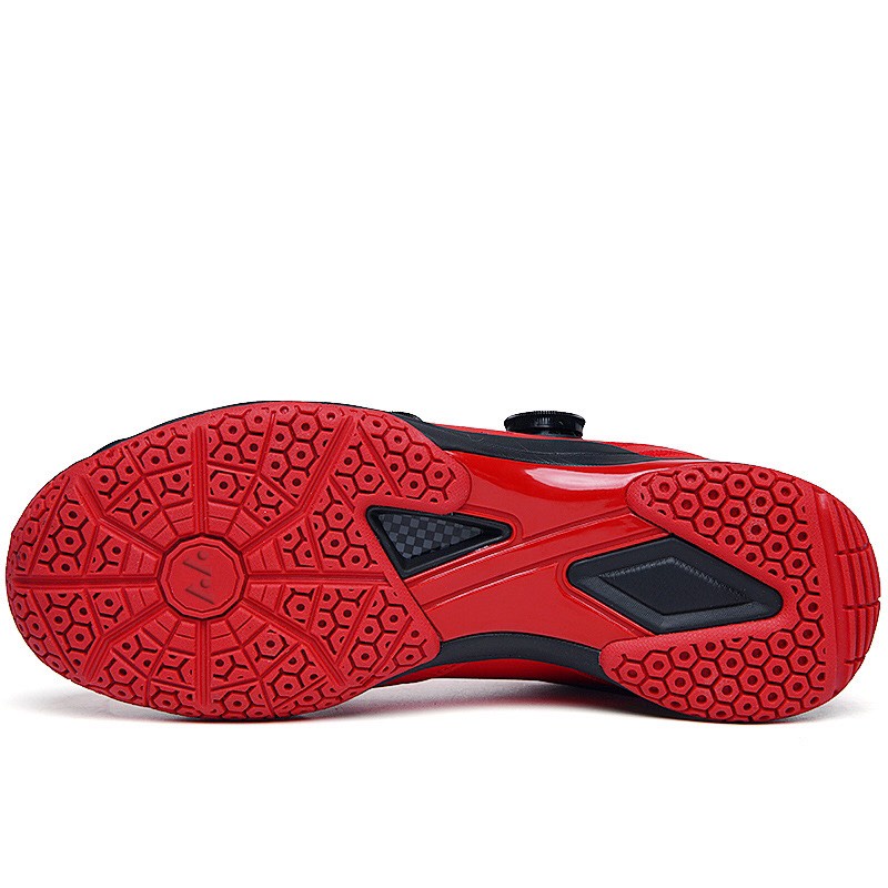 Giày cầu lông Lefus L013 đỏ cao cấp, nút vặn (ko cần buộc dây), Cushion giảm chấn, bám sàn tốt