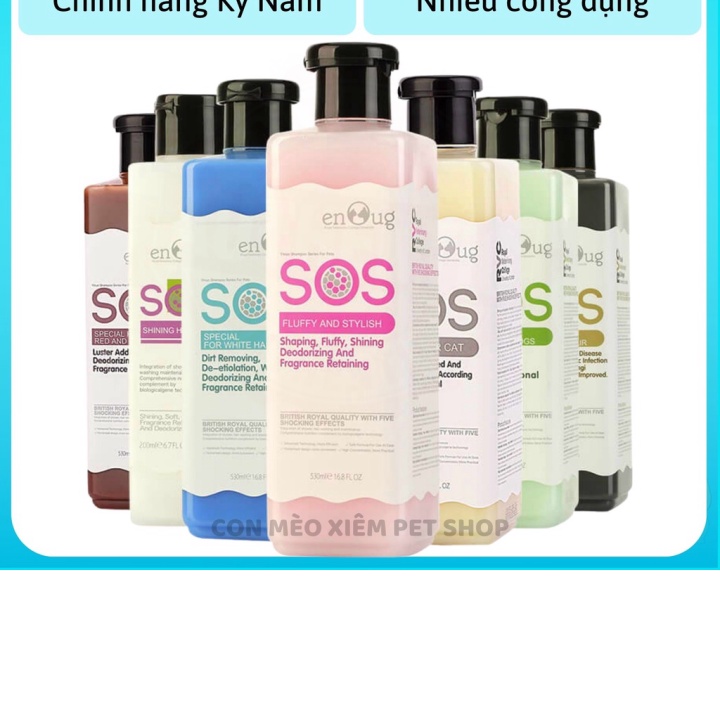 (Hỏa tốc) Sữa tắm chó mèo SOS 530ml, xà phòng tắm lông trắng mềm mượt, viêm da chính hãng kỳ nam Con Mèo Xiêm