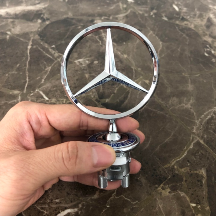 Logo nắp capo đầu xe ô tô Mercedes cao cấp - Hợp kim mạ crom
