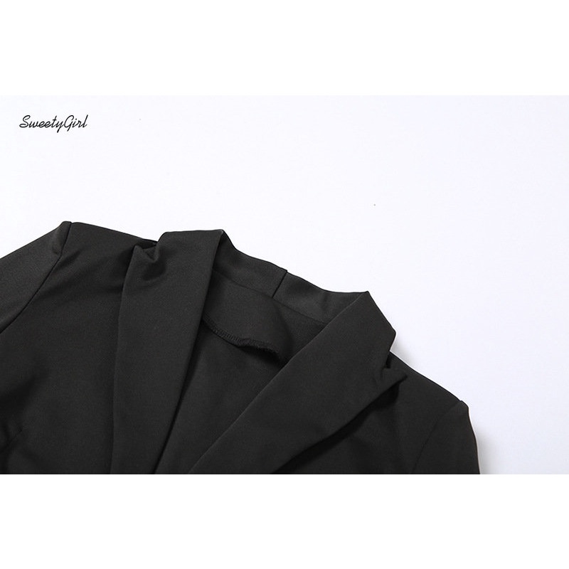 Bộ Áo Tay Dài Cổ Bẻ + Chân Váy Lưng Cao Màu Trơn Thời Trang 2022 Quyến Rũ Cho Nữ