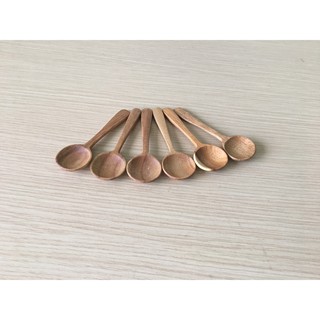 Thìa, muỗng gỗ KEO nhỏ múc gia vị màu gỗ sáng (Bộ 6 chiếc) 9cmx3cm-TG21
