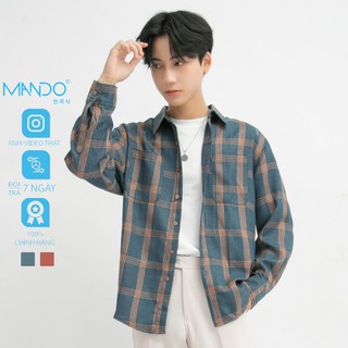 Áo Sơ Mi Kẻ Caro Nam Dài Tay Dạ Mỏng Cao Cấp Form  Rộng Phong Cách Hàn Quốc Thời Trang Nam MANDO   ACB96