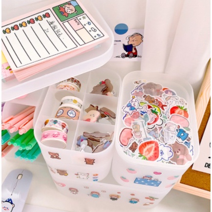 Hộp đựng đồ trang điểm, hộp nhựa đựng mỹ phẩm để bàn tiện lợi phong cách Hàn Quốc nhựa dày dặn màu trong mờ