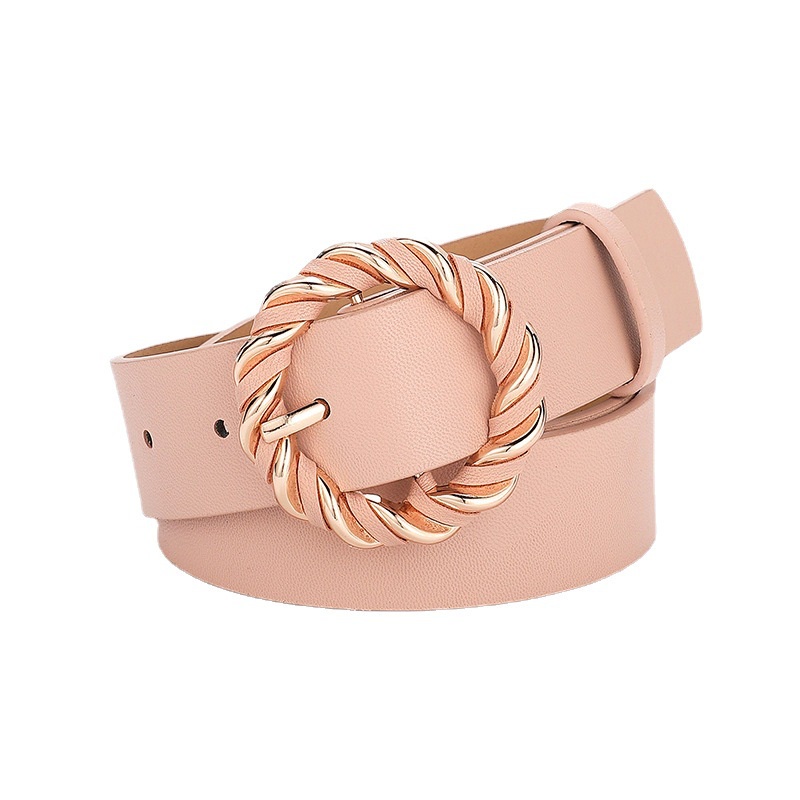 Thắt lưng da pu màu trơn khóa vặn đơn giản thời trang cho nữ