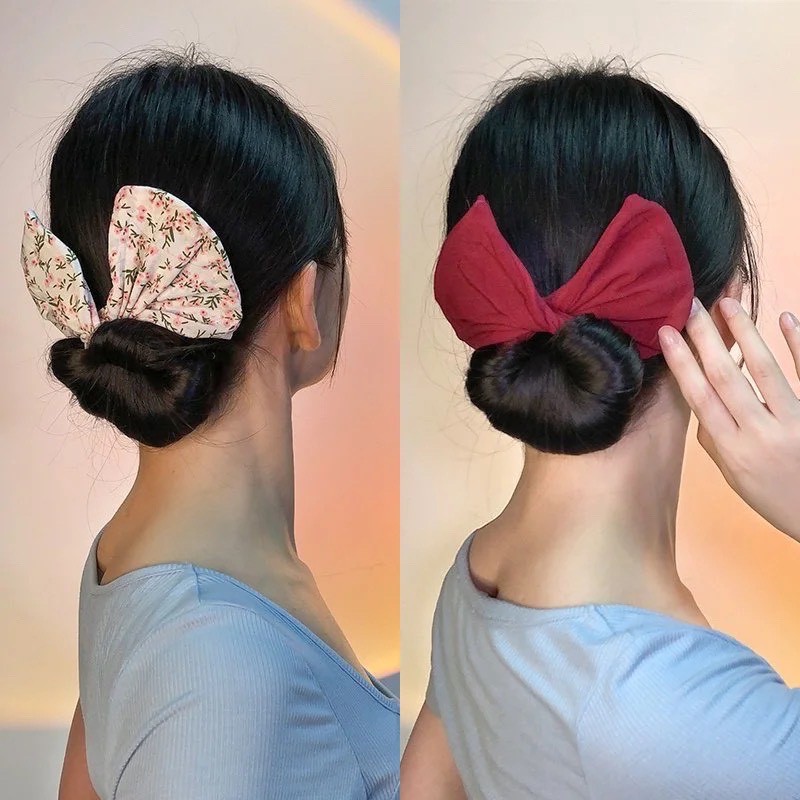 Búi tóc nơ vải Hàn Quốc xinh xắn HOT TREND cho nữ - Xoắn tóc hình nơ