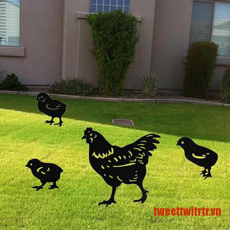 TRTR 4Pcs Chicken Yard Art Outdoor Garden Backyard Lawn Stakes Acrylic Hen Yard