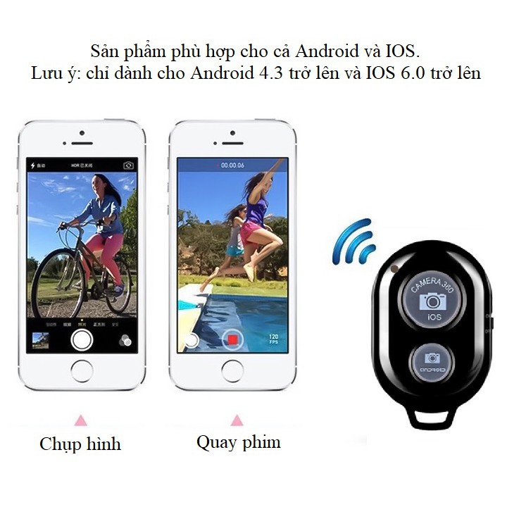 Remote chụp ảnh ⚡Bảo hành 6 Tháng⚡ Điều khiển chụp ảnh bluetooth từ xa tiện lợi cho việc quay phim, chụp ảnh selfie