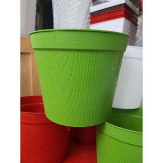 Combo 5 chậu hoa vân gỗ 15cm