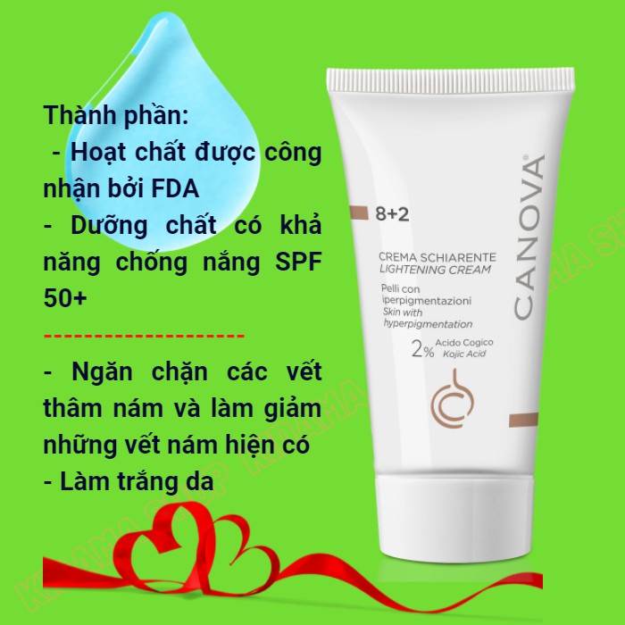 Kem mờ nám, hỗ trợ mờ nám tàn nhang dưỡng da nhạy cảm CANOVA Depi 50+ và 8+2 ngăn ngừa làm chậm lão hóa da