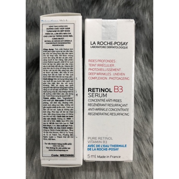 Tinh chất giảm thâm nám và nếp nhăn, làm đều màu da La Roche Posay Retinol B3 Serum 5ml, 30ml ( laroche posay)