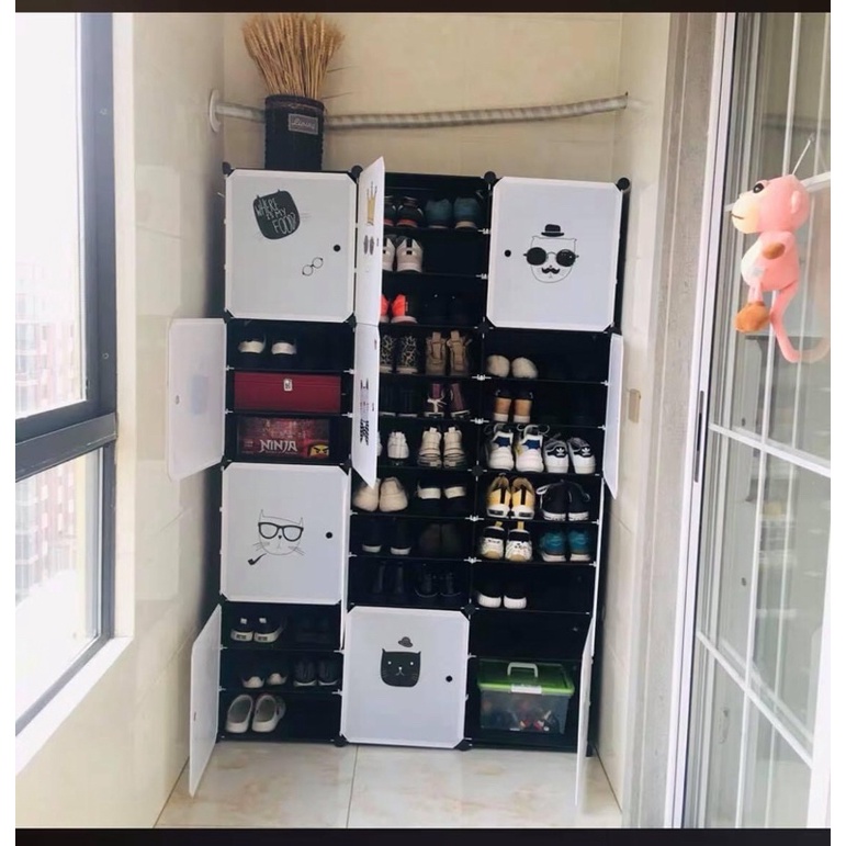 TỦ NHỰA ĐỂ GIÀY DÉP ĐA NĂNG THÔNG MINH 16 Ô (chia ô)