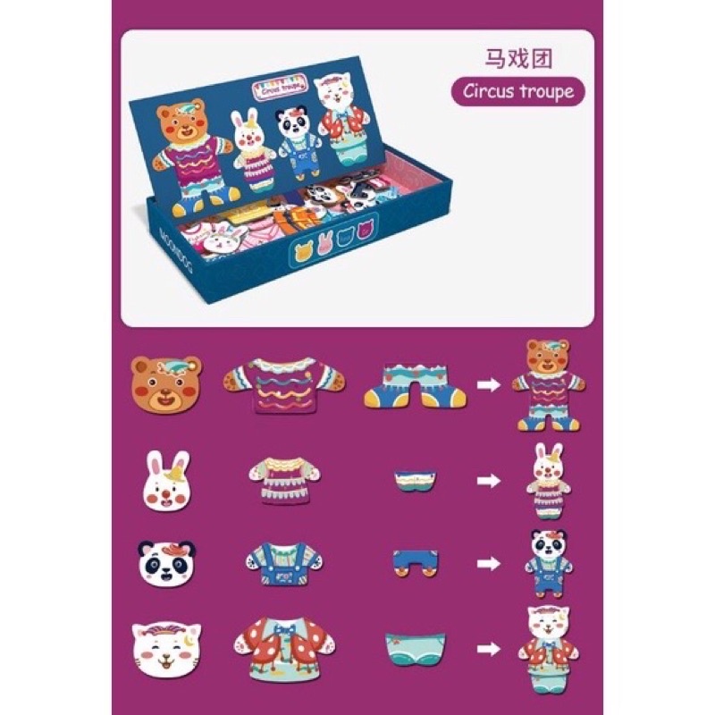 Bộ xếp hình thay đồ gia đình nhà Thỏ - Gấu - Động vật