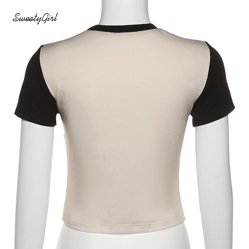 Áo Thun Tay Ngắn Cổ Tròn Mỏng Nhẹ Màu Sắc Tương Phản Thời Trang Dành Cho Nữ 2022