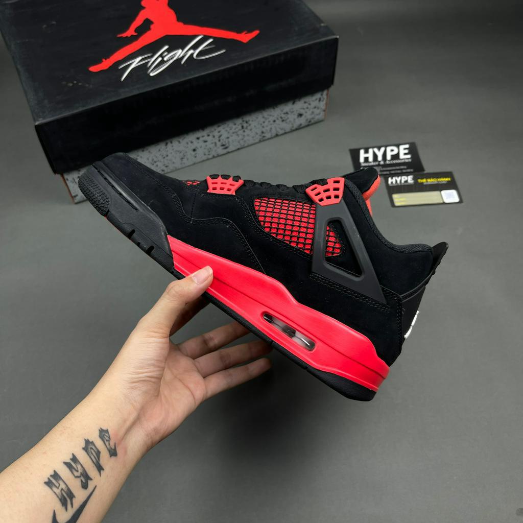 Giày Jordan 4 Red Thunder (JD4 đen đỏ) - HYPE SNEAKER | Phiên bản High Quality