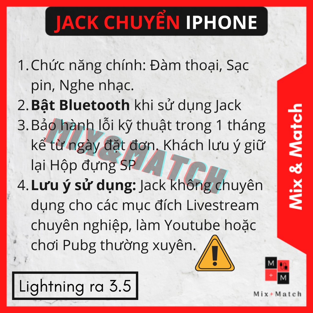 [Mã ELMSM3 giảm 20K đơn bất kì] Jack chuyển tai nghe iphone từ Lightning sang Jack 3.5 có hỗ trợ Mic - Bảo hành 1 đổi 1 | BigBuy360 - bigbuy360.vn