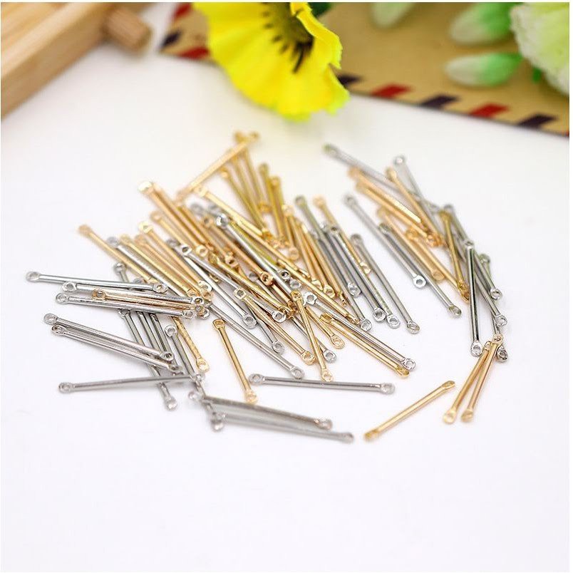 20 QUE NỐI tròn 2 LỖ 2 ĐẦU đủ size 2-3-3.5-4-5cm -NGUYÊN LIỆU LÀM HOA TAI/ KHUYÊN TAI/ BÔNG TAI