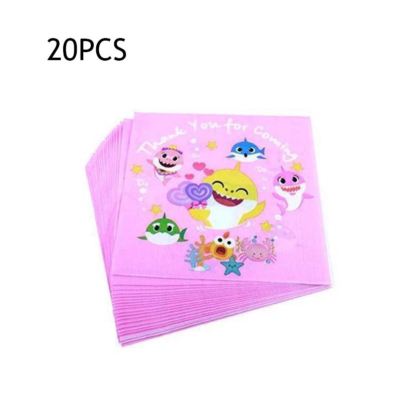 Cốc Giấy Dùng Một Lần Chủ Đề Cá Mập Màu Hồng Trang Trí Tiệc Sinh Nhật Trẻ Em Mới