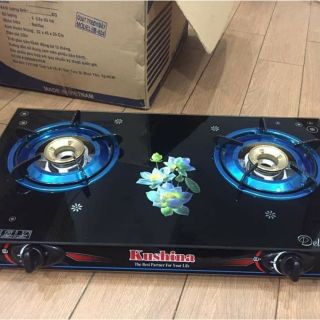 Bếp ga đôi Việt Nhật mâm đồng, kính cường lực