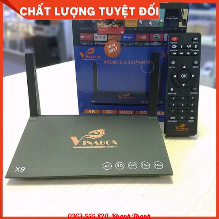 TV BOX VINABOX X9 (Rockchip RK 3229/Mail 450MP/2G/16G) - Hỗ trợ điều khiển giọng nói - Bảo hành 12 tháng