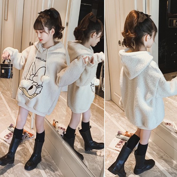 Áo hoodies, áo nỉ lông cừu, ấm áp, thời trang, phong cách hàn quốc cho bé gái, hàng qc cao cấp